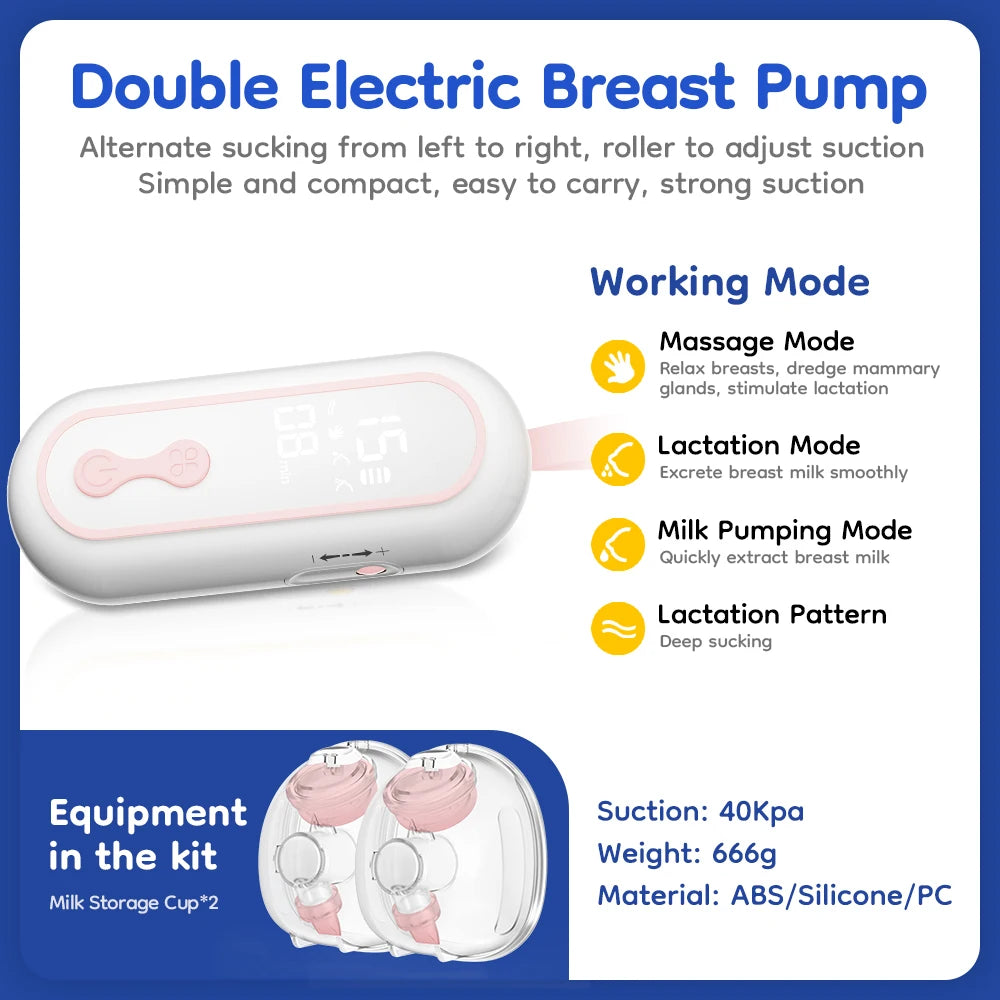 MAMIJOY AV66 Wearable Breast Pump  Portable Low Noise Breastfeeding Pump with 4 Modes 15 Levels Double Electric Breast Milk Pump