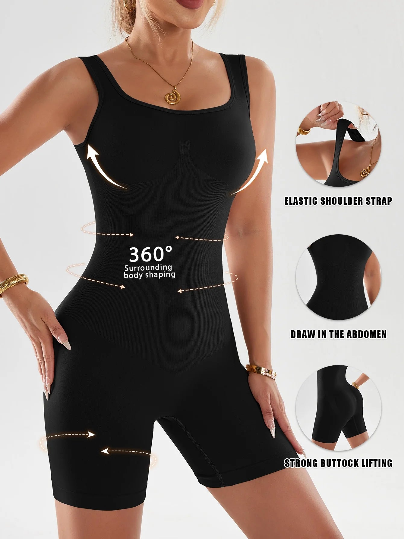 Women's 1pc Yoga Jumpsuit, Bodysuit, Seamless Shapewear Romper - High Elasticity, Tummy Control and Lifting, Elegant Multi-Color Sleeveless Bodysuit, Suitable for Fitness and Training, Elastic Fabric, Opaque for Daily Wear an