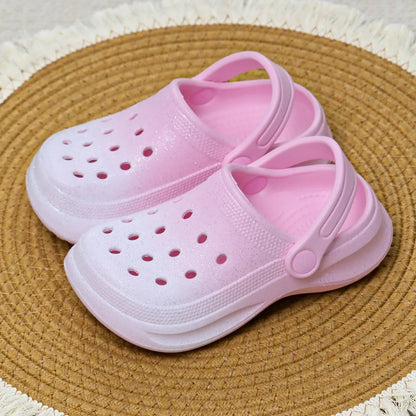Kid's Glitter Clog and Mules, Lightweight EVA Garden Shoes, Non-Slip Sandals, Breathable Slip-On Shoes for Indoor Outdoor 168