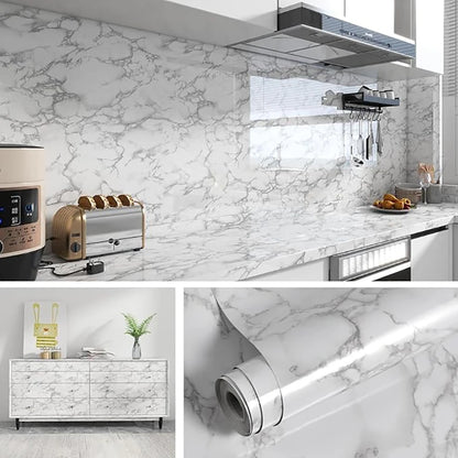 Marble Self-Adhesive Wallpaper Waterproof and Oil Resistant PVC Stickers Kitchen and Living Room Background Wall Wallpaper