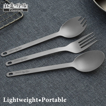 TiTo Outdoor Camping Titanium Spork 13.8g Ultralight Titanium Spoon Long Handle Spoon Outdoor Camping Picnic Titanium Fork