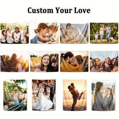 1pc Customizable Personalized Tapestry With Photos And Text, For Birthday, Wedding, Halloween, Christmas, Party