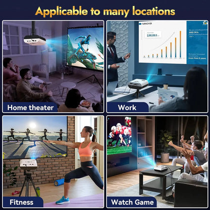 1080P Full HD Portable Projector, Bluetooth Movie Projector With Projector Screen, Compatible with TV Stick/Smartphone/HDMI/USB