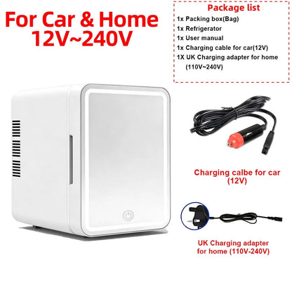 Yanace 6L Mini Fridge for Skincare Cosmetics Portable Makeup Refrigerator with Mirror Door Quiet Desktop Creams Perfumes Fresh