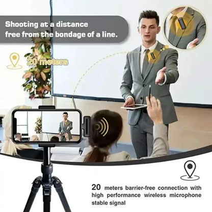 Wireless Lavalier Microphone Mini Clip On Mic With Charging Case Compatible With iPhone Android Live Streaming Video Recording Vlog
