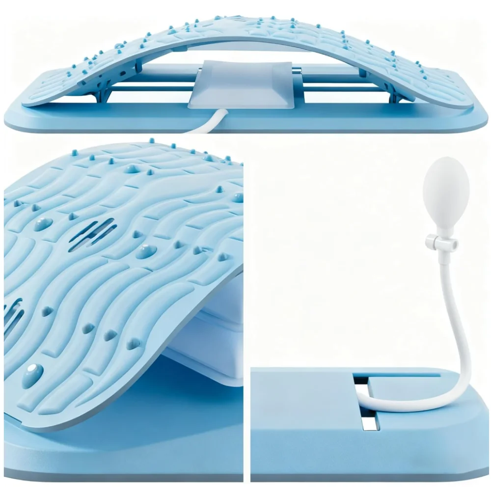 Lower Back Massager Stretcher Adjustable Manual Airbag Lumbar Tractor Ergonomic Lumbar Support Board Ergonomic Lumbar Support Board Comfortable Acupressure Points Ergonomic Design