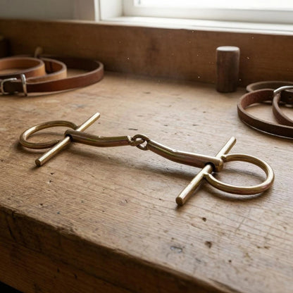 H-Shaped Horse Bit Straight Cheek Cheek Pieces Stainless Metal Riding Gear Golden Finish Finish Bridle Hardware