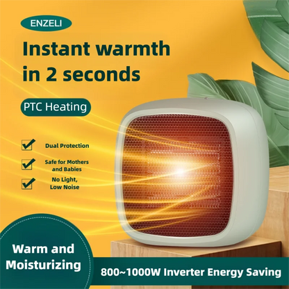 Compact Space Heater, 2 Seconds Fast Heating, Portable Electroceramic PTC Heater, Silent Operation with Overheating and Tipping Off Protection, Indoor Office, Bedroom, Small Living Room or Desktop Use, Mini Portable Heater