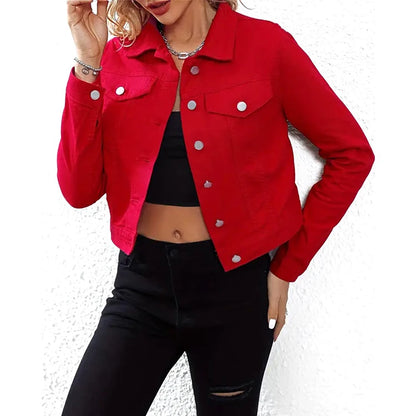 Custom Distressed Denim Jackets for Women Lightweight Breathable with Cotton Filling Material Gothic Casual Button Design