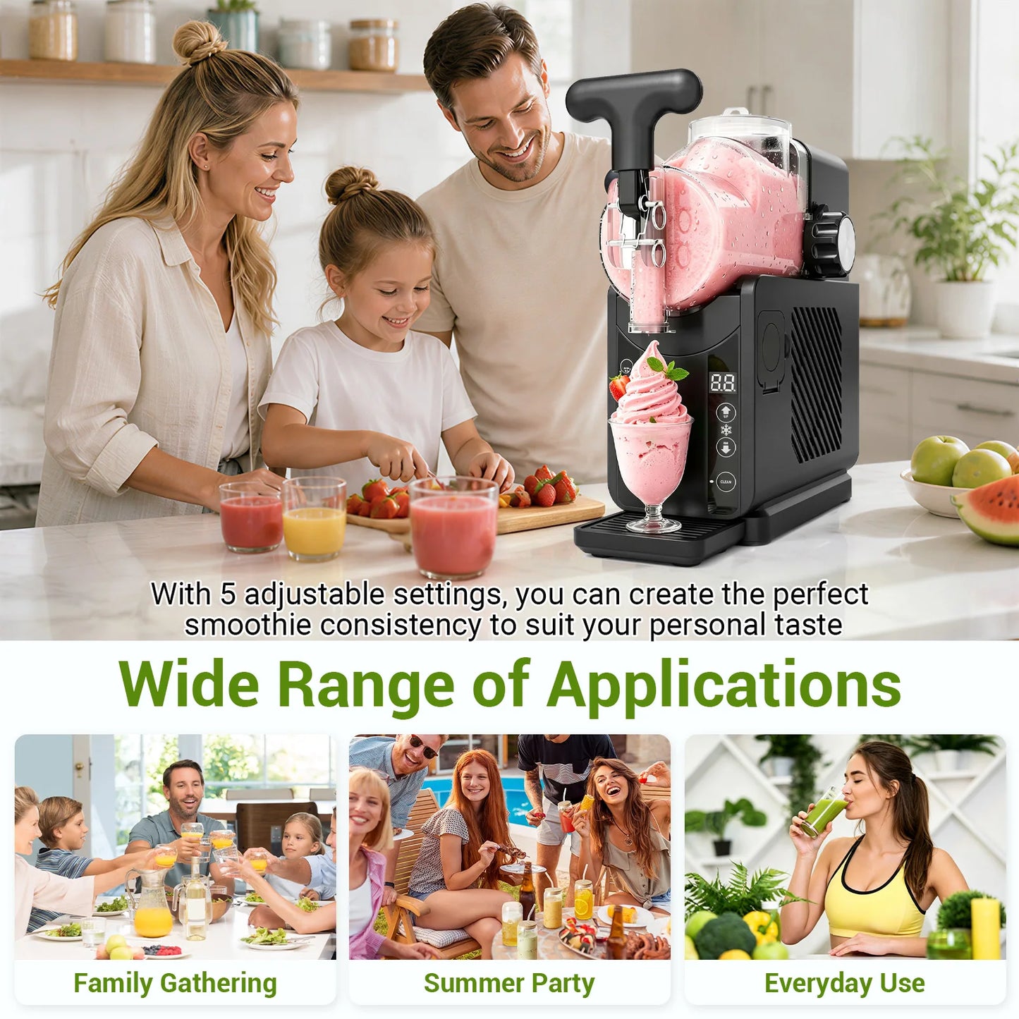 2-in-1 Slushie Machines & Soft Serve Ice Cream Maker, 68oz Vessel No-Ice-Needed  Slushy Maker Machine Frozen Drink Machine