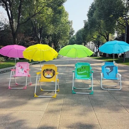 Outdoor Children'S Beach Chair With Sun Umbrella Lightweight Folding  Kids Beach Chair Water Resistant For Kid Leisure Backrest