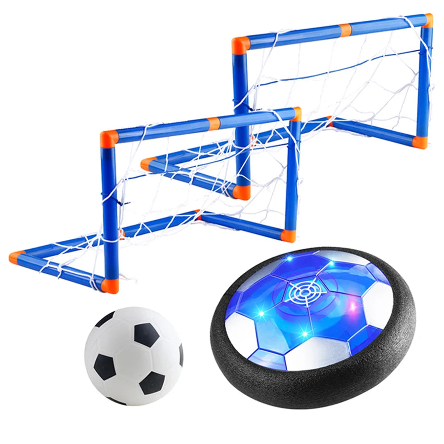 MQUDUO Indoor Hover Soccer Toy Gift Set, LED Air Football with Goal Nets, Family Sports Game for Boys Girls