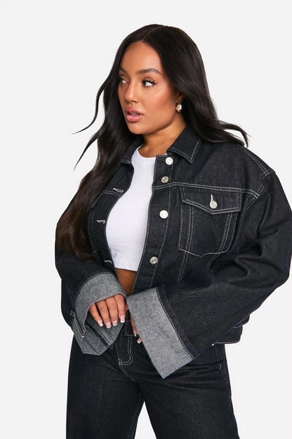 Wholesale Women's Denim Jacket Button Autumn Casual Regular Fit Plus Size Vintage Breathable Stonewashed In-Stock
