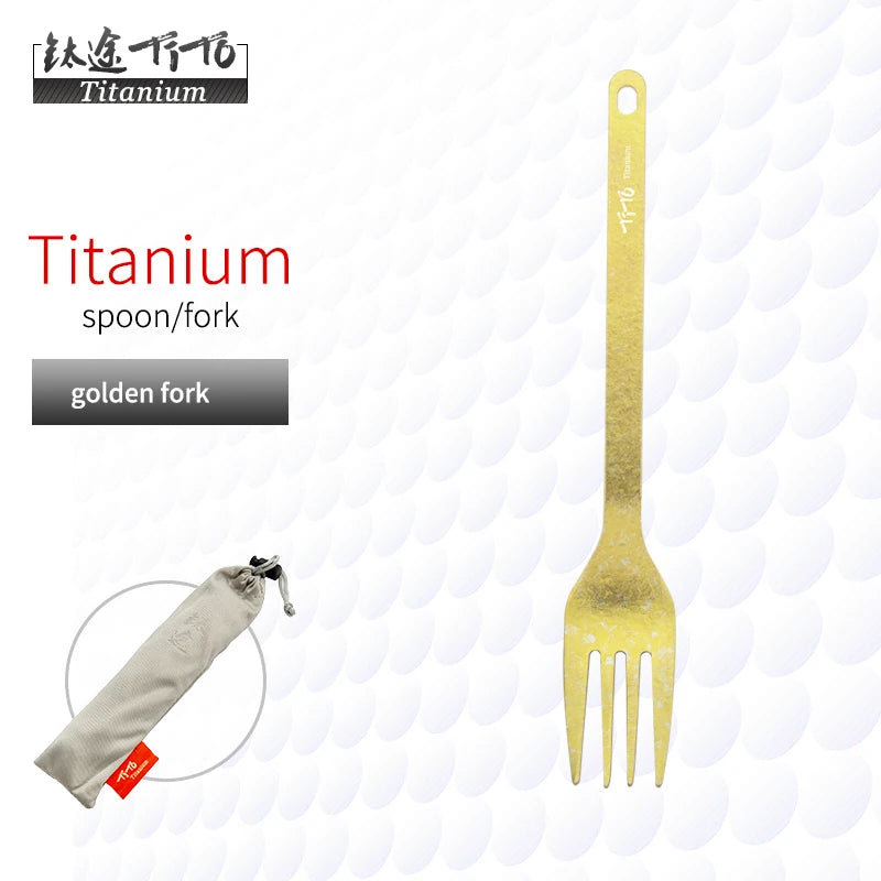 TiTo Outdoor Camping Titanium Spork 13.8g Ultralight Titanium Spoon Long Handle Spoon Outdoor Camping Picnic Titanium Fork