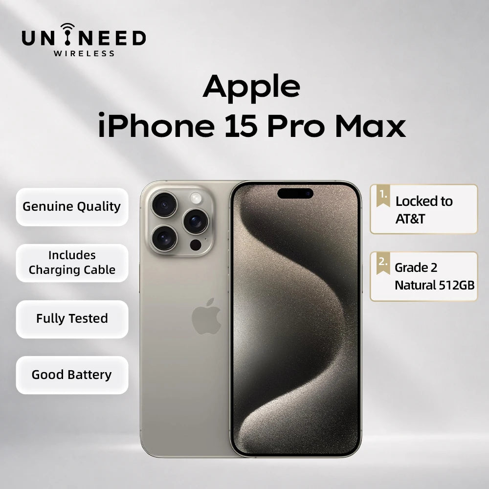 Apple / iPhone 15 Pro Max / A2849 / Genuine Original Apple Device, Authentic Hardware, Free Charging Cable Included Good Condition Refurbished Used Iphone