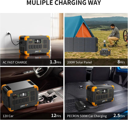 Refurbished-PECRON Portable Power Station E1000LFP, 1024Wh/1800W LiFePO4 Battery Backup, Solar Generator Expandable to 4096Wh, Fast Charging Power Station for Emergencies, Camping, RV, Home Use