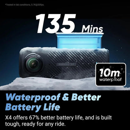 Insta360 X4 Motorcycle Bundle- 8K Waterproof 360 Action Camera, 4K Wide-Angle Video, 135-Min Battery, AI Editing, Stabilization, for Sports & Travel