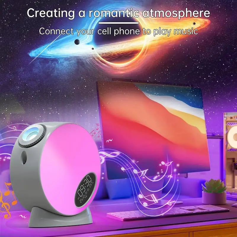 Planetarium Projector Night Light Star Projector with Clock Display Bluetooth Function and 15 Types of Sleep-Aiding White Noise