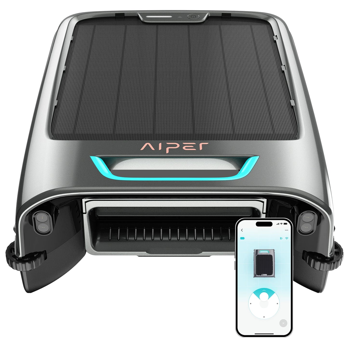 AIPER EcoSurfer S2 Solar Pool Skimmer Robot 24/7 Continuous Cleaning, Gray | App Support, Dual Charging Modes, Smart Obstacle Avoidance, 150-um Filtration, OTA Upgrade, Leak-Proof Baffle, Edge Cleaning,Refurbished