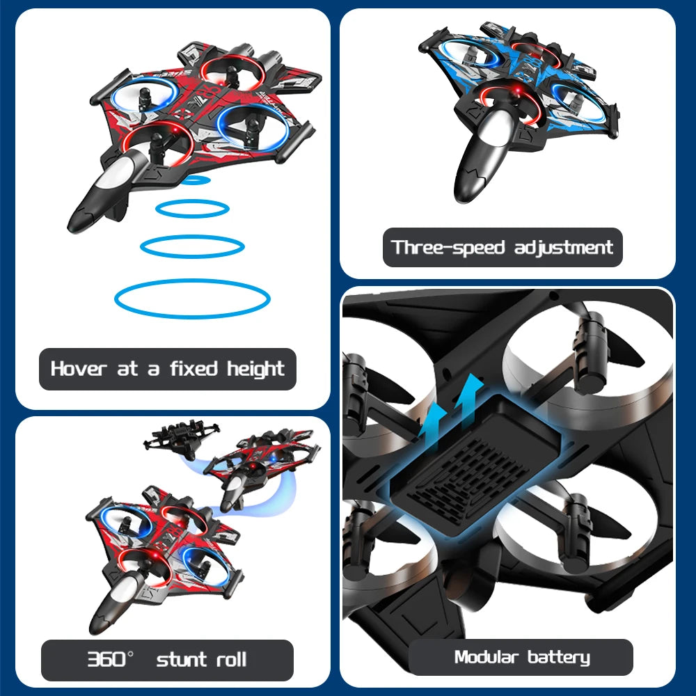 ZNLYRION Drone YL86 Fighter Shape With Screen Remote 480P Camera Fixed Height Hover Cool LED Light 360 Stunt Roll RC Quadcopter