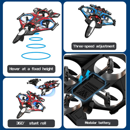 ZNLYRION Drone YL86 Fighter Shape With Screen Remote 480P Camera Fixed Height Hover Cool LED Light 360 Stunt Roll RC Quadcopter