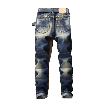 Premium Quality OEM Good Quality Organic Indigo Blue Jeans Good Quality Hot Selling Fashion Men's Striped Skinny Jeans