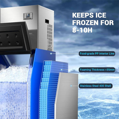 Commercial Ice Maker Machine 680LBS/24H, 560LBS Storage Bin, Commercial Ice Machine with Self- Cleaning Industrial Ice Machine