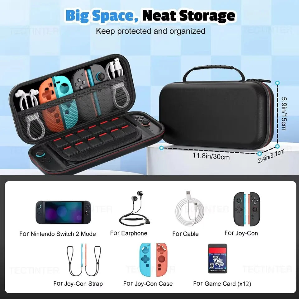 Travel Carrying Case For NS Switch 2 Console EVA Hard Shell Shockproof Storage Bag Protective Bag Pouch for Switch 2 Accessories
