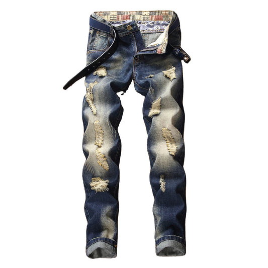 Premium Quality OEM Good Quality Organic Indigo Blue Jeans Good Quality Hot Selling Fashion Men's Striped Skinny Jeans