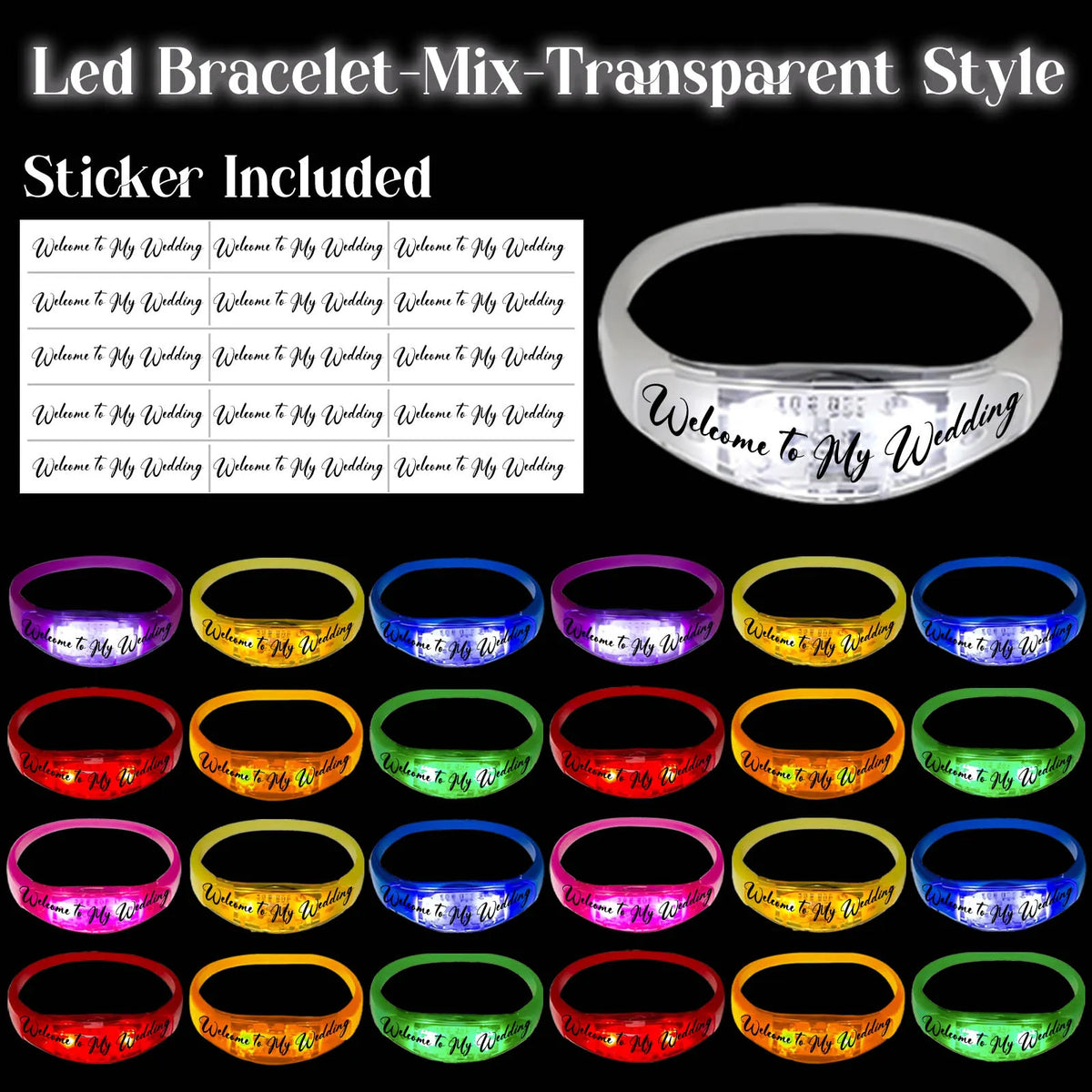 20-200Pcs Music & Sound Activated LED Bracelet Light up Bracelet Glow in the Dark Bracelets Wedding Party Accessories for Guests