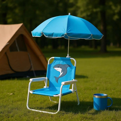 Children Outdoor Seat Portable Chair With Umbrella For Kids Beach Chair With Sun Shade Water Resistant Folding Chair