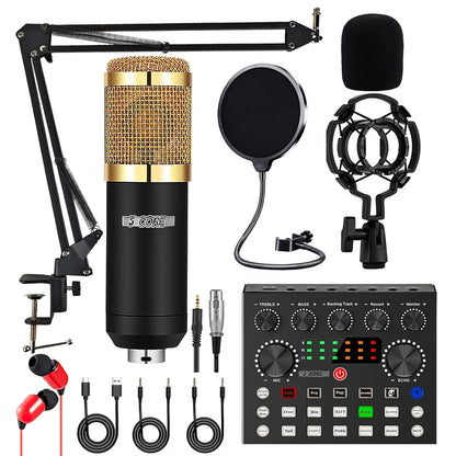 5 Core Recording Microphone Podcast Bundle Professional Condenser Cardioid Mic Kit w Boom Arm RM 8 BG