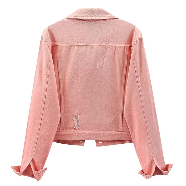 Women's Gothic Fashion Crop Top Denim Jacket Short Lightweight Fitted Stretchy Breathable Eco-Friendly Quick Dry Pockets Button