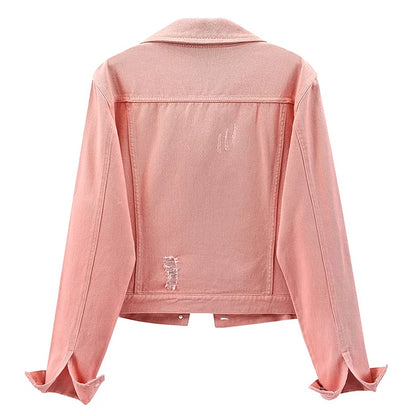 Women's Gothic Fashion Crop Top Denim Jacket Short Lightweight Fitted Stretchy Breathable Eco-Friendly Quick Dry Pockets Button