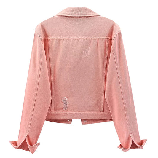 Women's Gothic Fashion Crop Top Denim Jacket Short Lightweight Fitted Stretchy Breathable Eco-Friendly Quick Dry Pockets Button