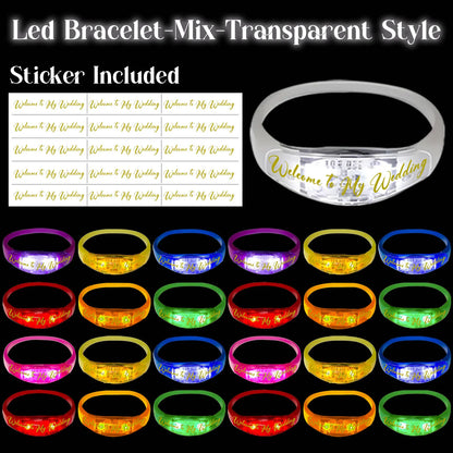 20-200Pcs Music & Sound Activated LED Bracelet Light up Bracelet Glow in the Dark Bracelets Wedding Party Accessories for Guests