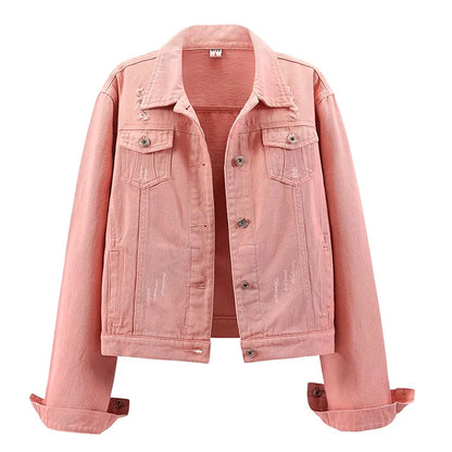 Women's Gothic Fashion Crop Top Denim Jacket Short Lightweight Fitted Stretchy Breathable Eco-Friendly Quick Dry Pockets Button