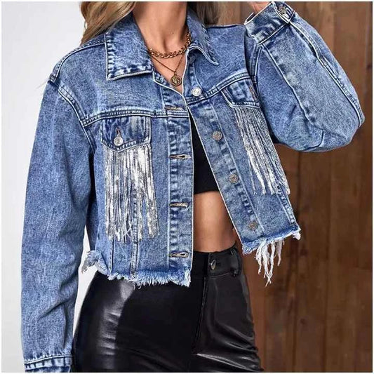 Best Pakistan Manufacturer OEM Women's Custom Design Color Denim Jeans Polyester/Cotton High Quality Vintage Style Jean Jackets