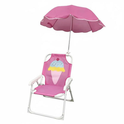 Outdoor Folding Chair Children'S Beach Chair With Sun Umbrella Camping Children'S Leisure Backrest Chair For Summer