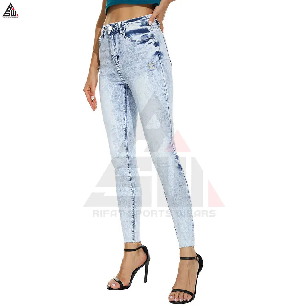 Women's Winter Casual Cargo Denim Flat Front Wide Leg Pants 100% Cotton Elastic Waist OEM Service