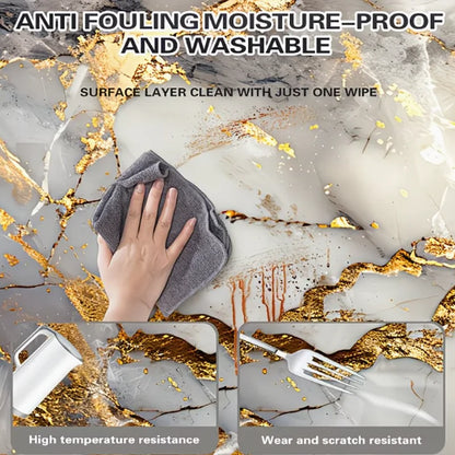 Waterproof High‑Temp Resistant Golden Marble Wall Sticker Self‑Adhesive Anti‑Oil Anti‑Scratch Easy Install Kitchen Backsplash
