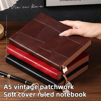 A5 soft cover PU notebook, 300 pages, durable, economical, stylish, thick eye protection paper notebook