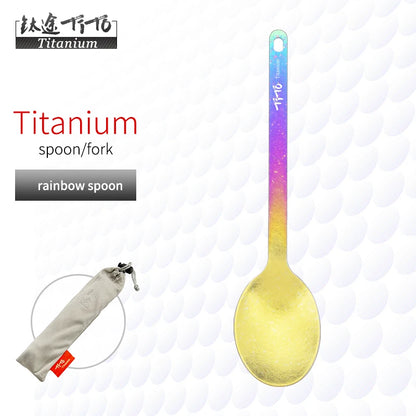 TiTo Outdoor Camping Titanium Spork 13.8g Ultralight Titanium Spoon Long Handle Spoon Outdoor Camping Picnic Titanium Fork