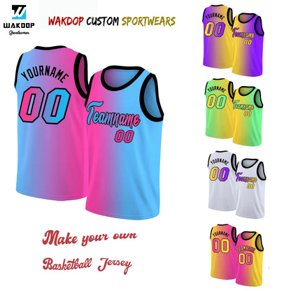 Round Neck Personalized Basketball Jersey Custom Full Sublimation Team Name/Number Training Athletic Shirts for Male/Lady/Kids