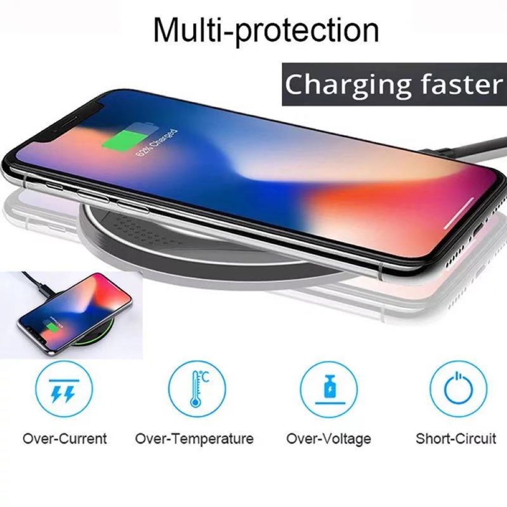 Round wireless ultra-thin charger new product 10W aluminum alloy mobile phone wireless charger gift gift Android Apple universal