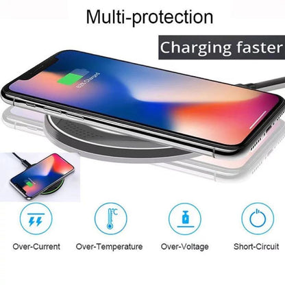 Round wireless ultra-thin charger new product 10W aluminum alloy mobile phone wireless charger gift gift Android Apple universal