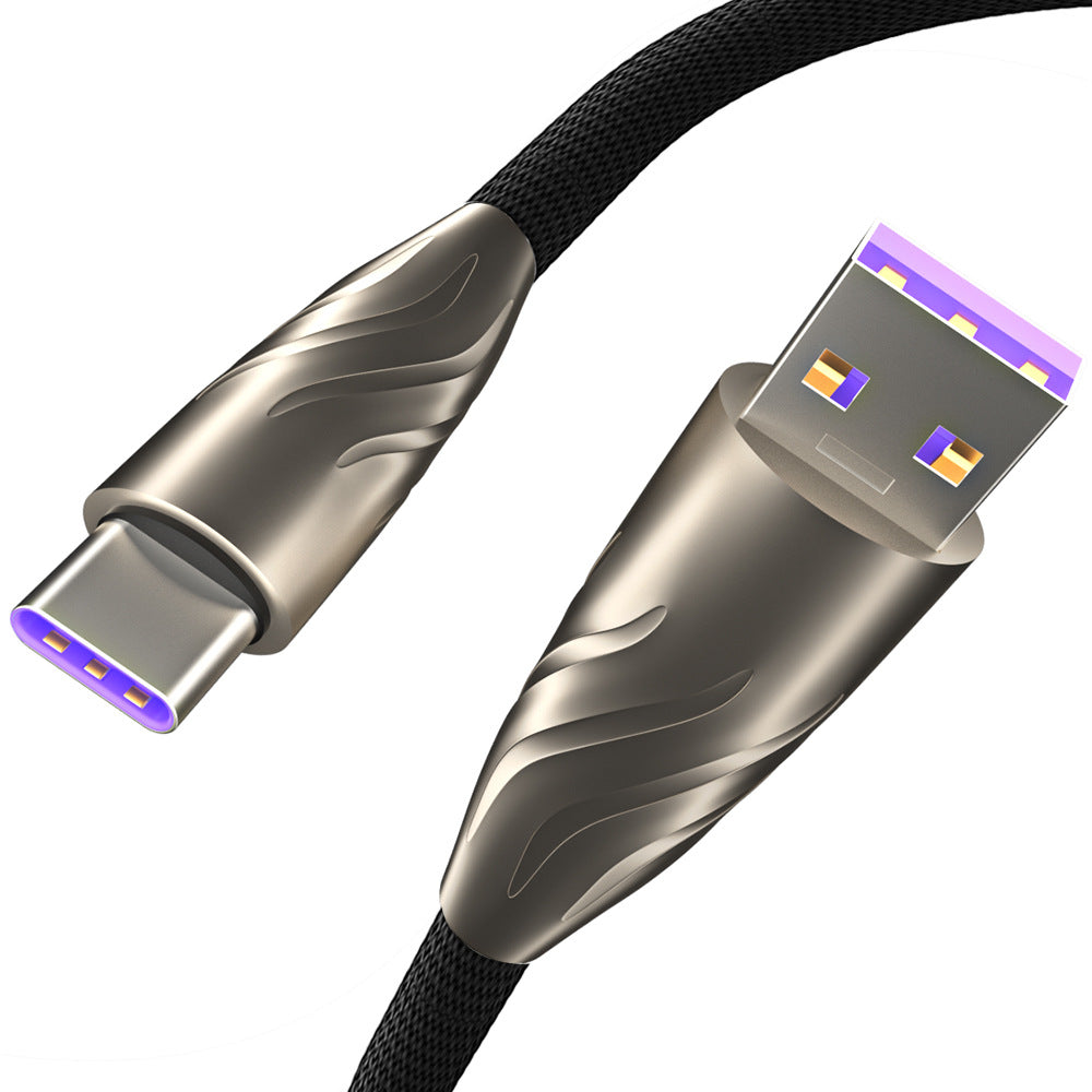 5A Type-C Zinc Alloy Fast Charging Cable for Android, Xiaomi, Huawei - Durable and High-Speed Data Transfer