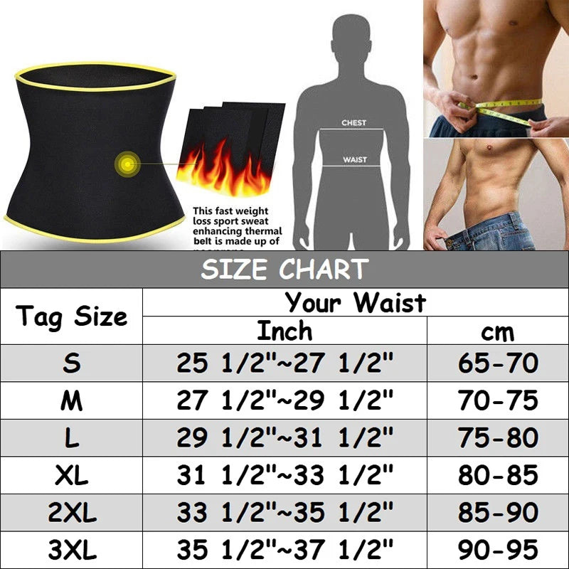 Men Waist Trainer Corset Neoprene Sauna Body Shaper Tummy Control Belt Slimming Strap Fitness Sweat Shapewear for Fat Burner