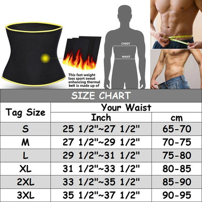 Men Waist Trainer Corset Neoprene Sauna Body Shaper Tummy Control Belt Slimming Strap Fitness Sweat Shapewear for Fat Burner