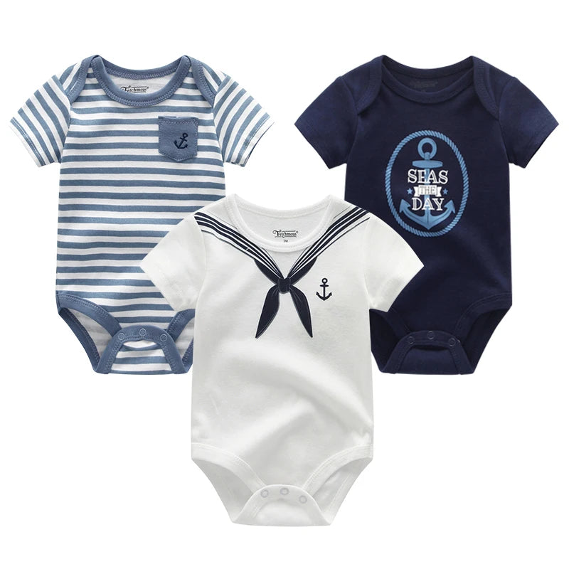 Baby Boy Jumpsuits 3 Pieces Newborn Clothes Set Toddler Girl Bodysuit Kiddiezoom Clothing 100%Cotton Soft Infant Rompers 0-12M